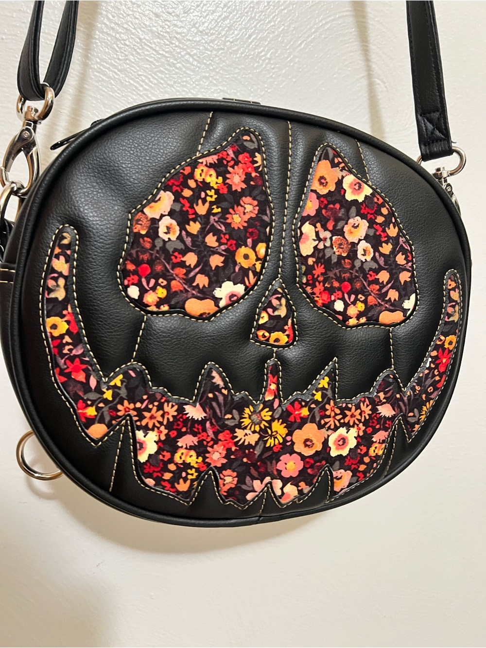 Love, Pain and Stitches Floral Pumpkin Crossbody Bag